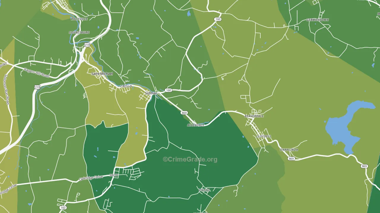 15955, PA Map of Vehicle Theft Rates
