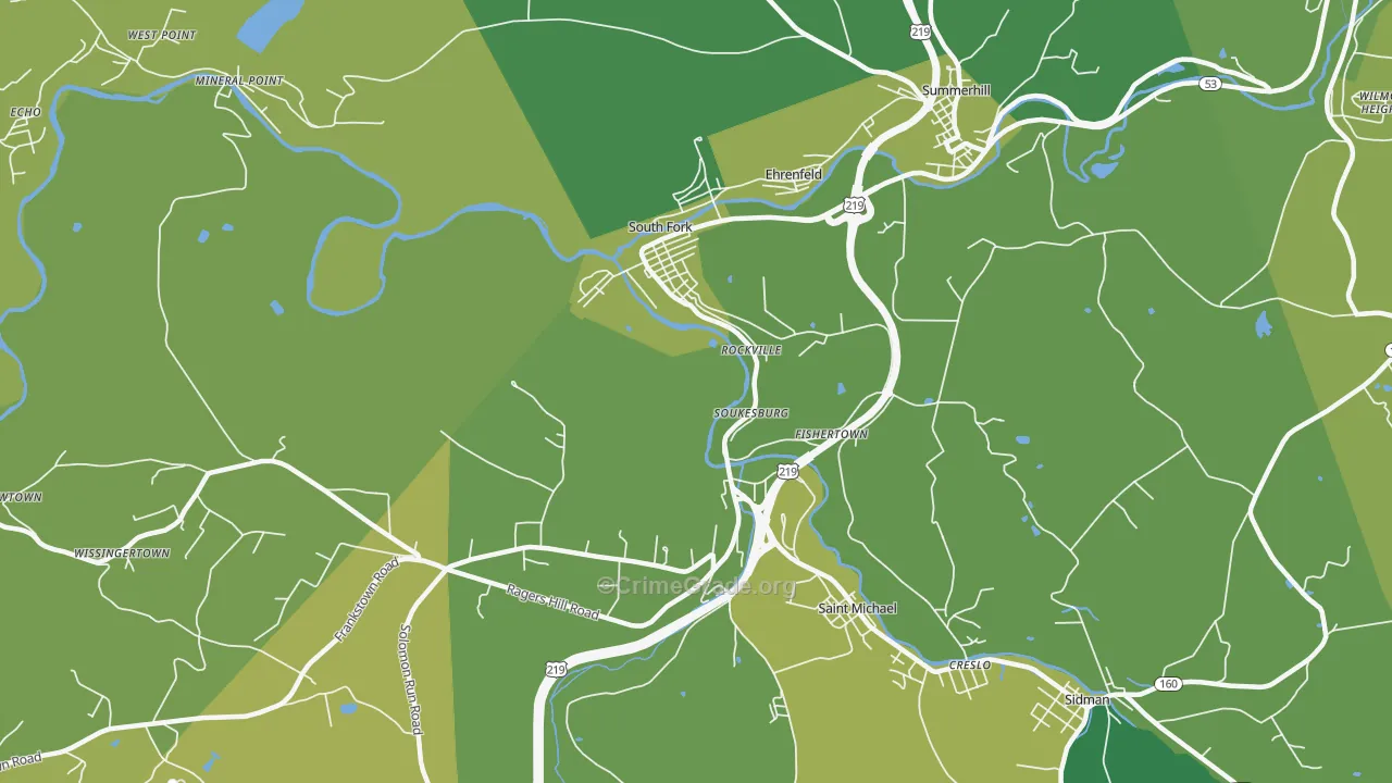 15956, PA Map of Vehicle Theft Rates