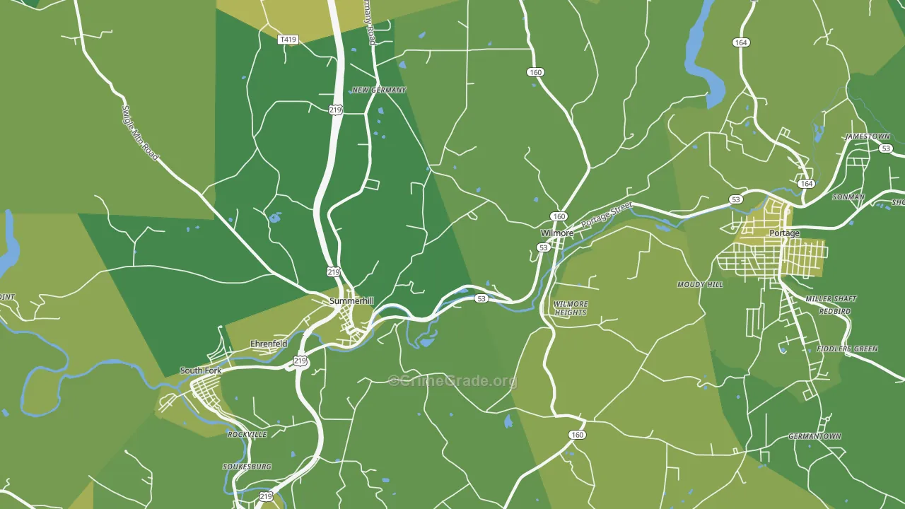 15958, PA Map of Vehicle Theft Rates