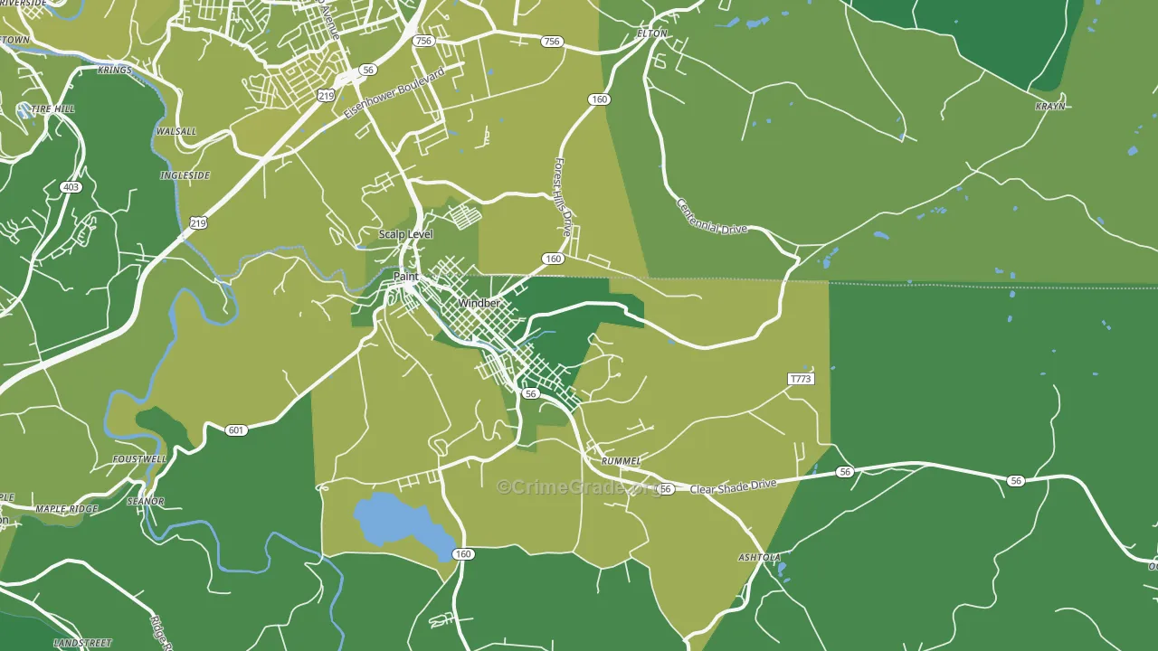 15963, PA Map of Vehicle Theft Rates