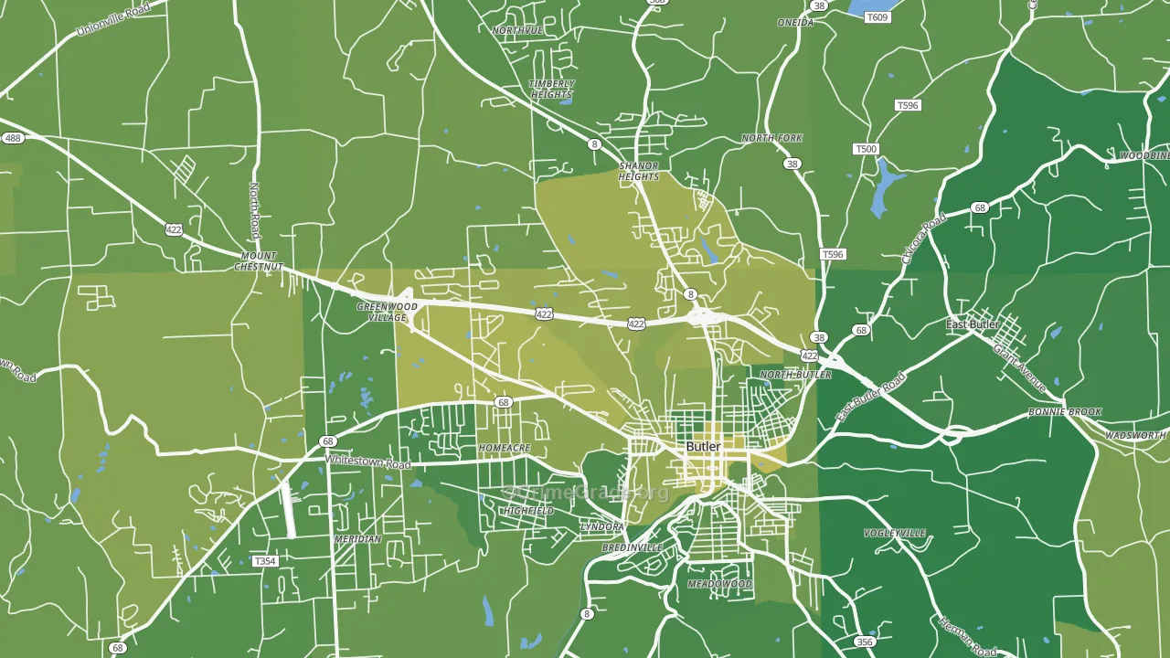 16001, PA Map of Vehicle Theft Rates