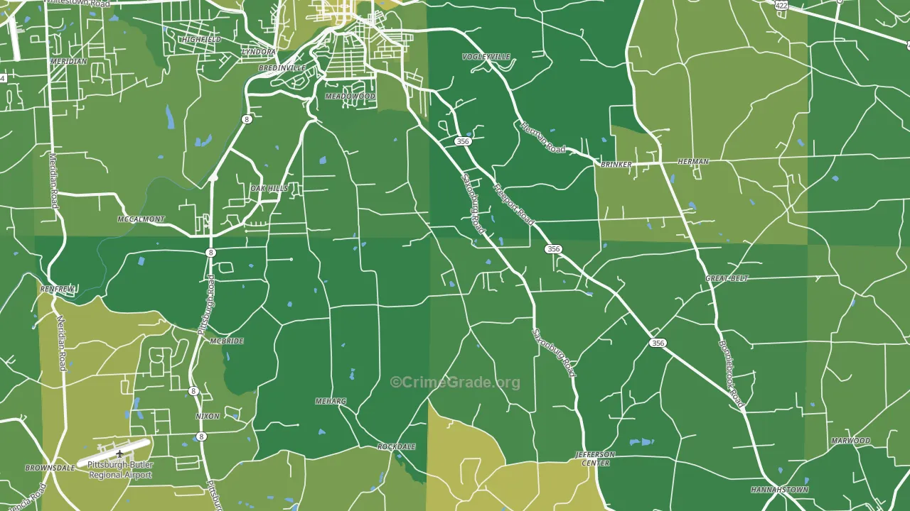 16002, PA Map of Vehicle Theft Rates