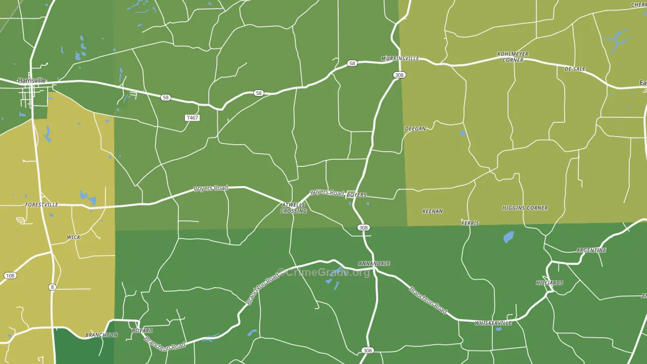 16020, PA Map of Vehicle Theft Rates