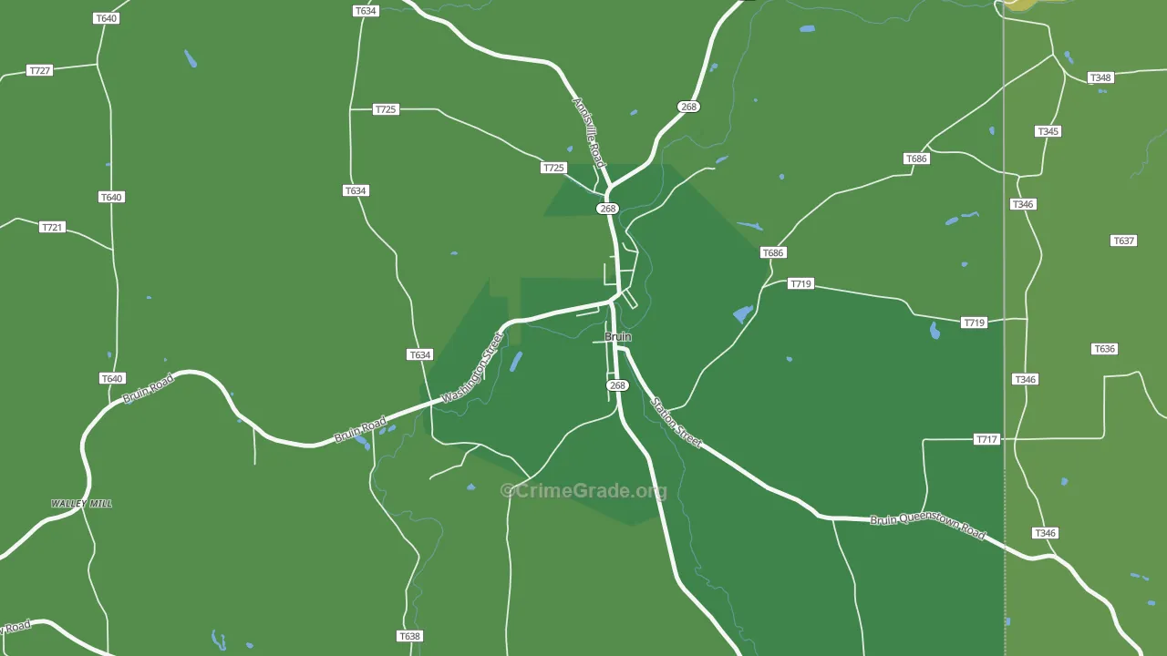 16022, PA Map of Vehicle Theft Rates