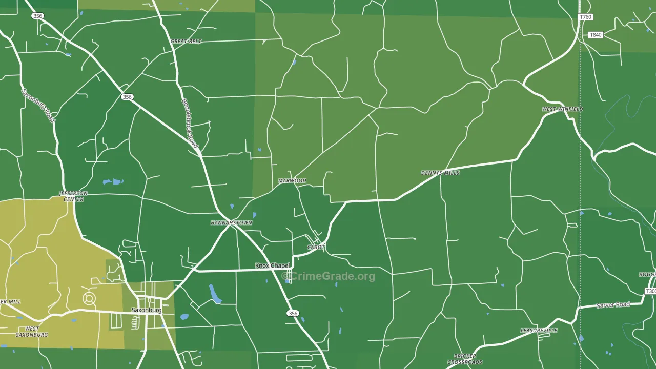 16023, PA Map of Vehicle Theft Rates