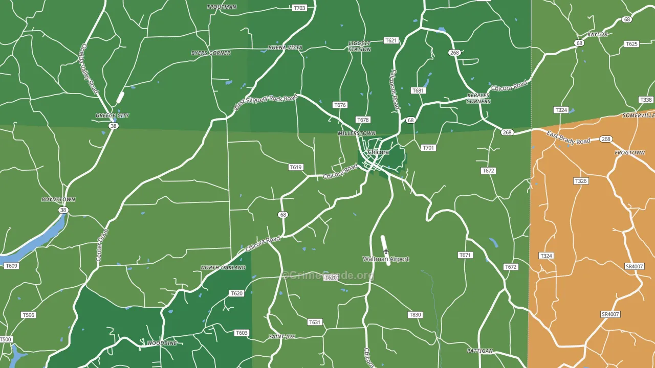 16025, PA Map of Vehicle Theft Rates