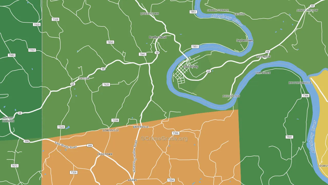 16028, PA Map of Vehicle Theft Rates