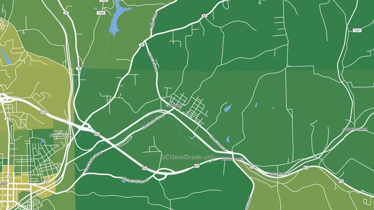16029, PA Map of Vehicle Theft Rates