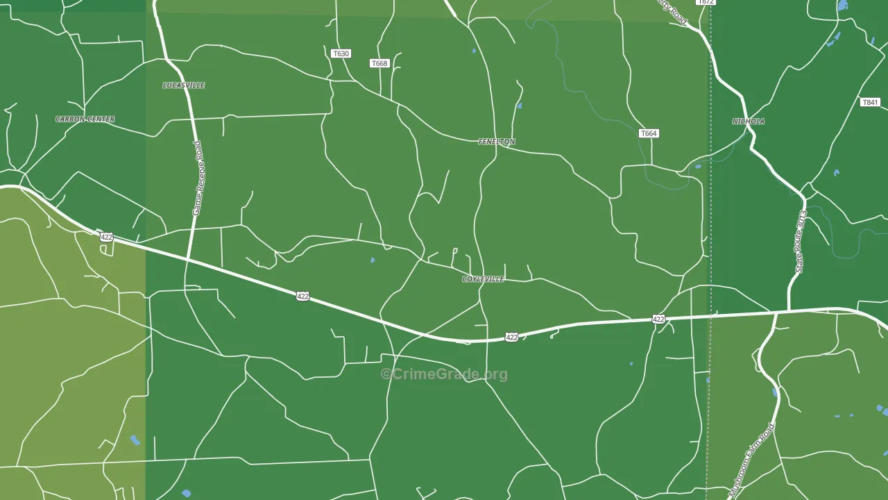 16034, PA Map of Vehicle Theft Rates
