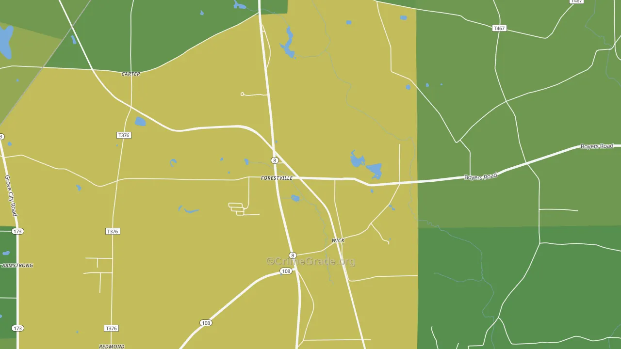 16035, PA Map of Vehicle Theft Rates