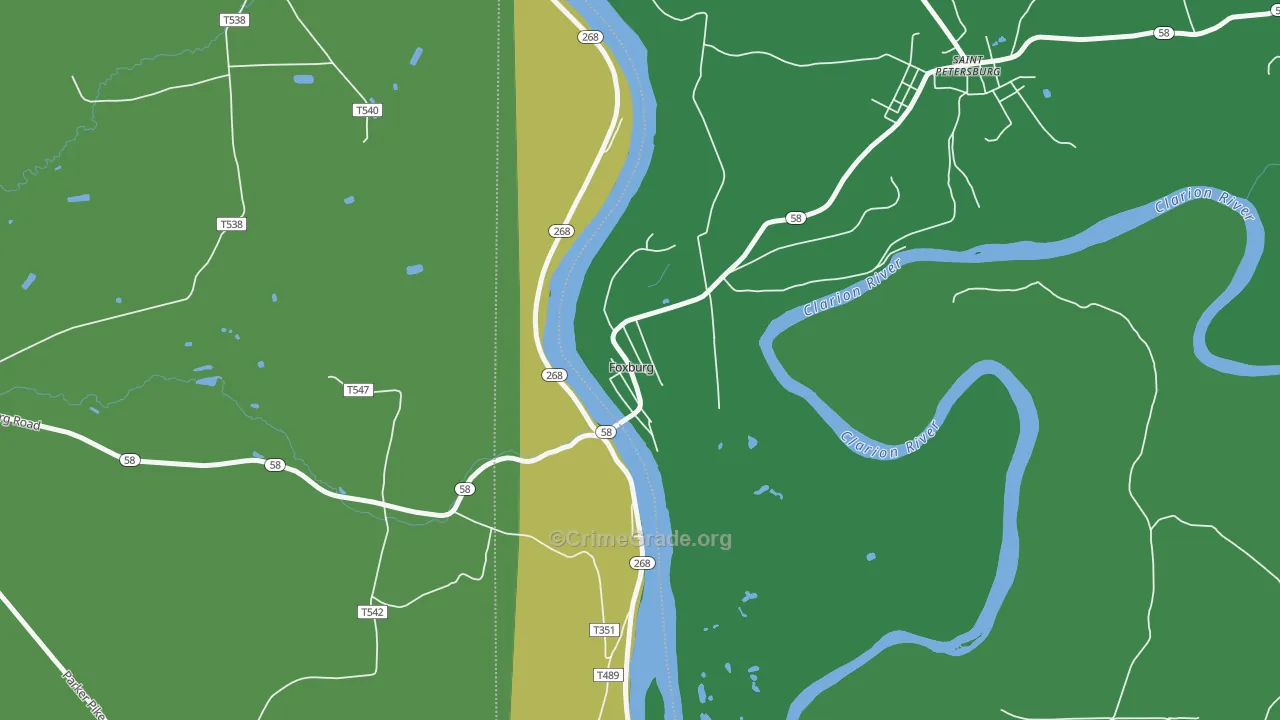 16036, PA Map of Vehicle Theft Rates