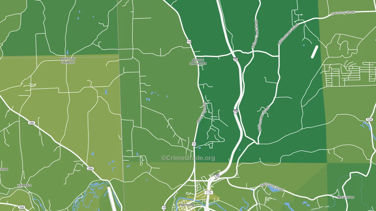 16037, PA Map of Vehicle Theft Rates