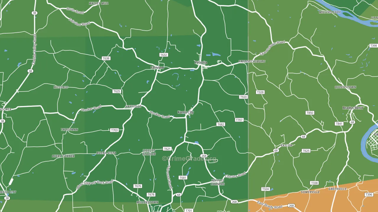 16041, PA Map of Vehicle Theft Rates