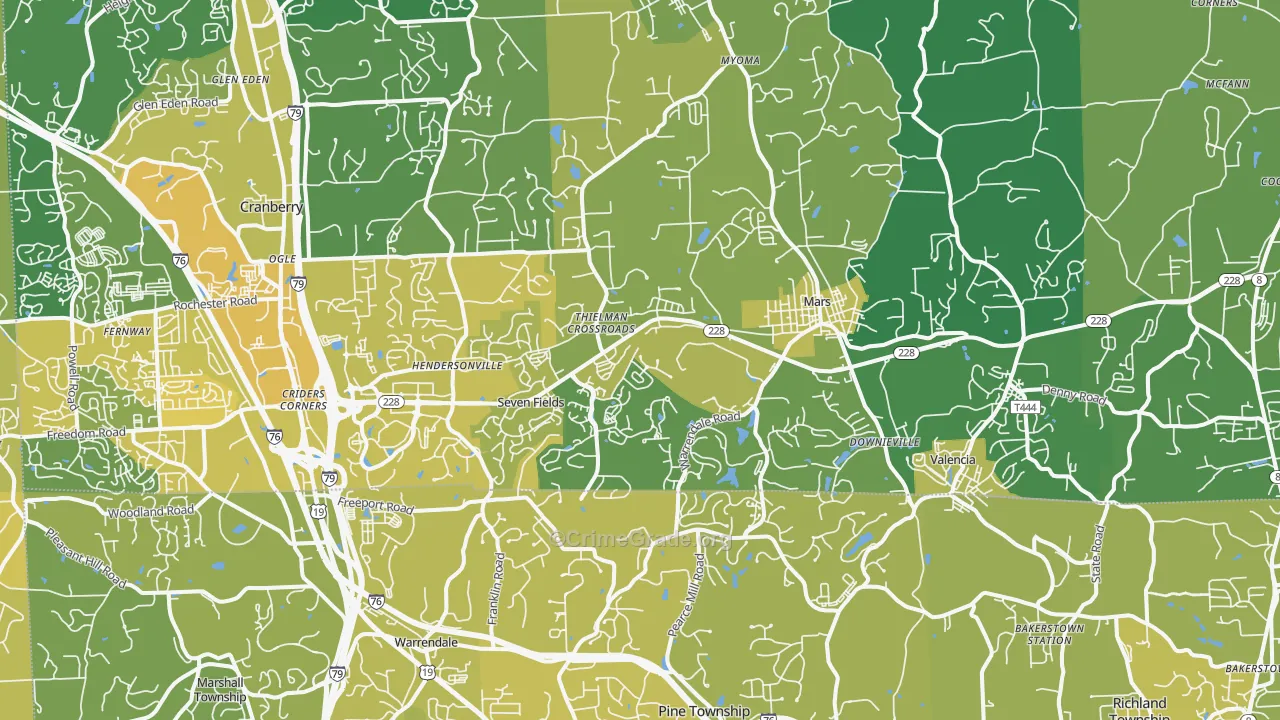 16046, PA Map of Vehicle Theft Rates