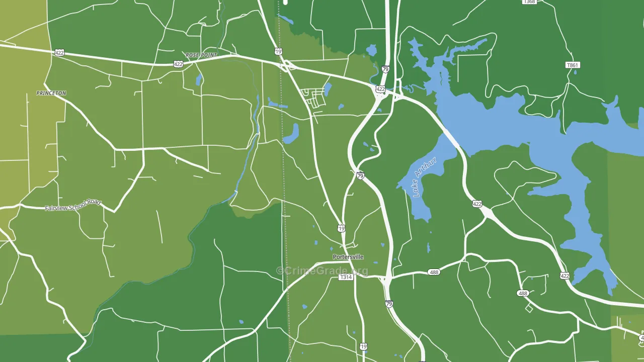 16051, PA Map of Vehicle Theft Rates