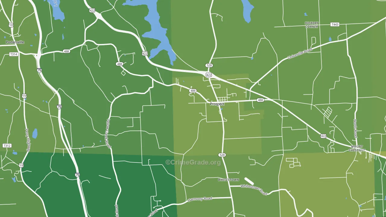 16052, PA Map of Vehicle Theft Rates