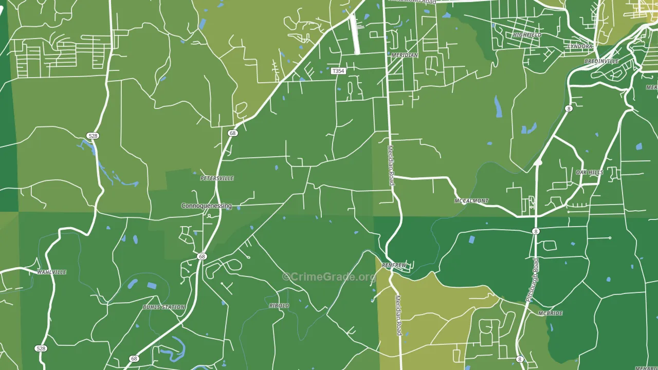 16053, PA Map of Vehicle Theft Rates