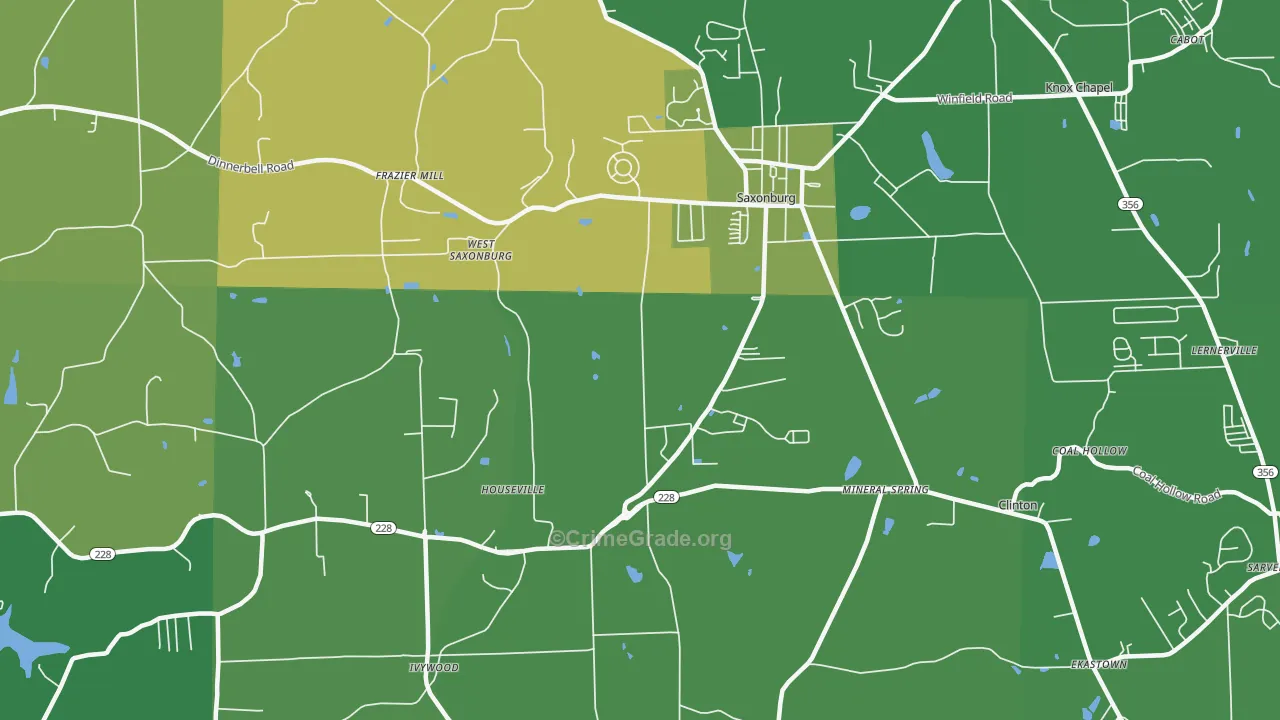16056, PA Map of Vehicle Theft Rates