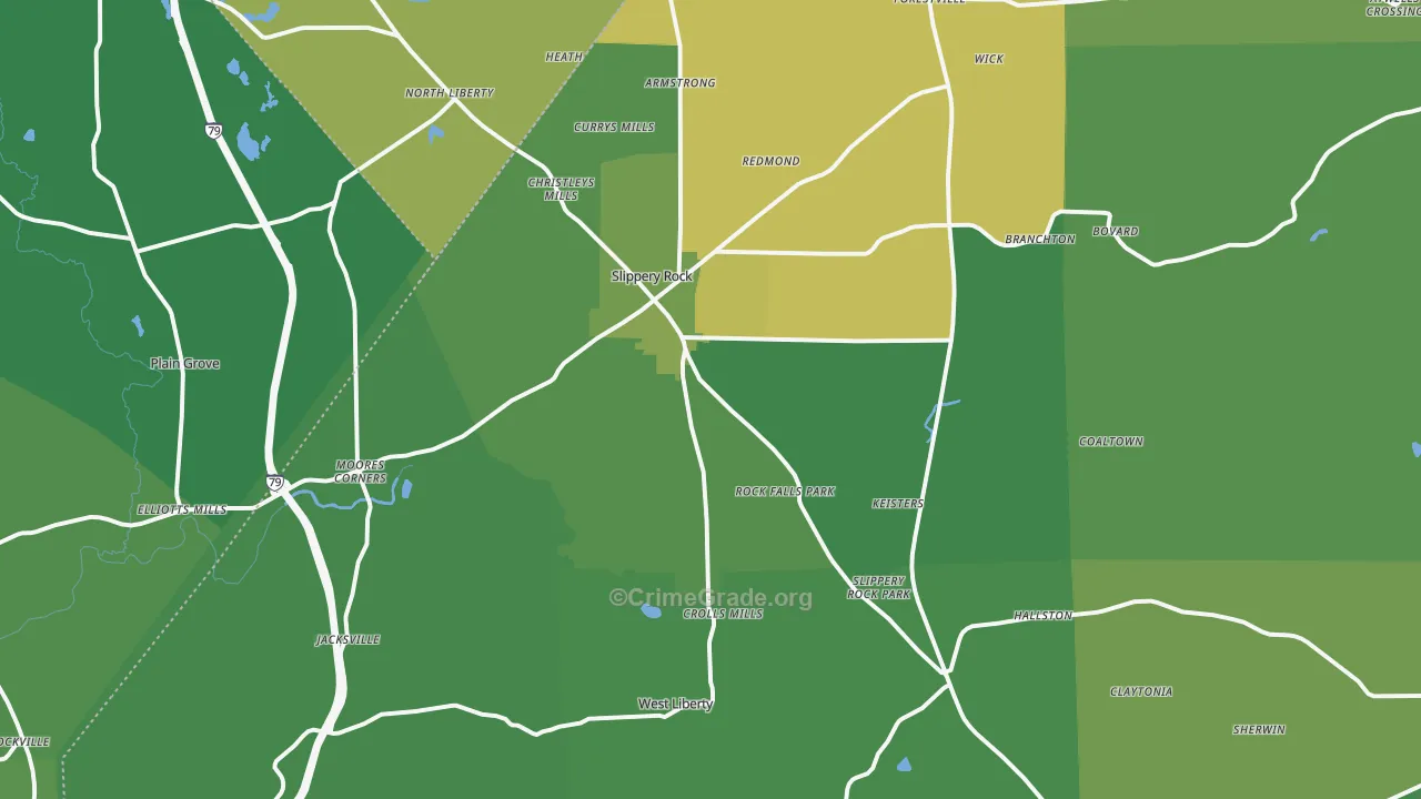 16057, PA Map of Vehicle Theft Rates