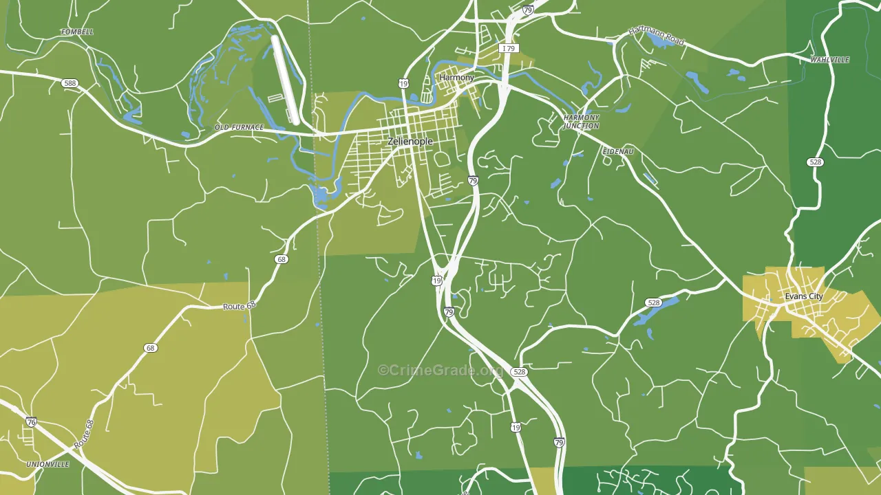16063, PA Map of Vehicle Theft Rates