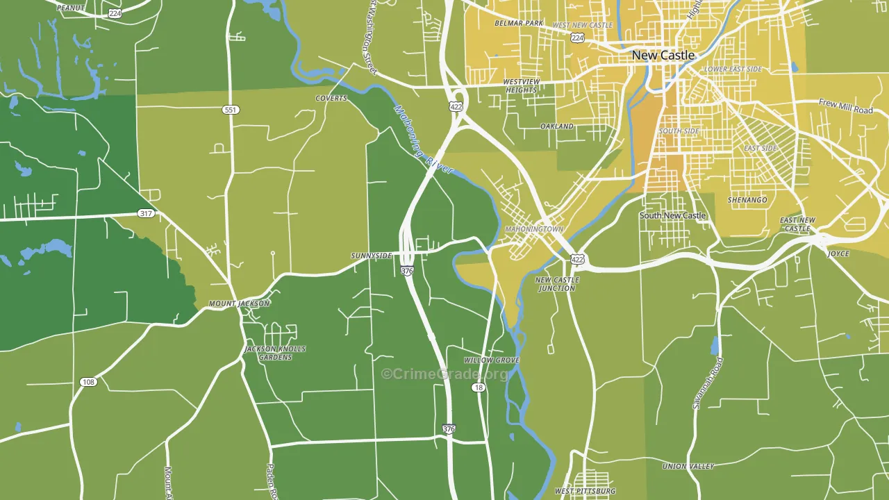 16102, PA Map of Vehicle Theft Rates