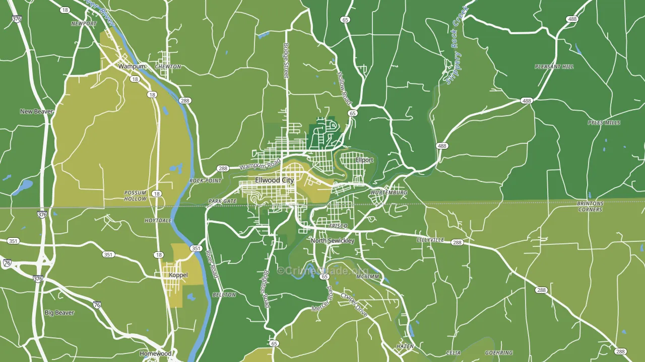 16117, PA Map of Vehicle Theft Rates