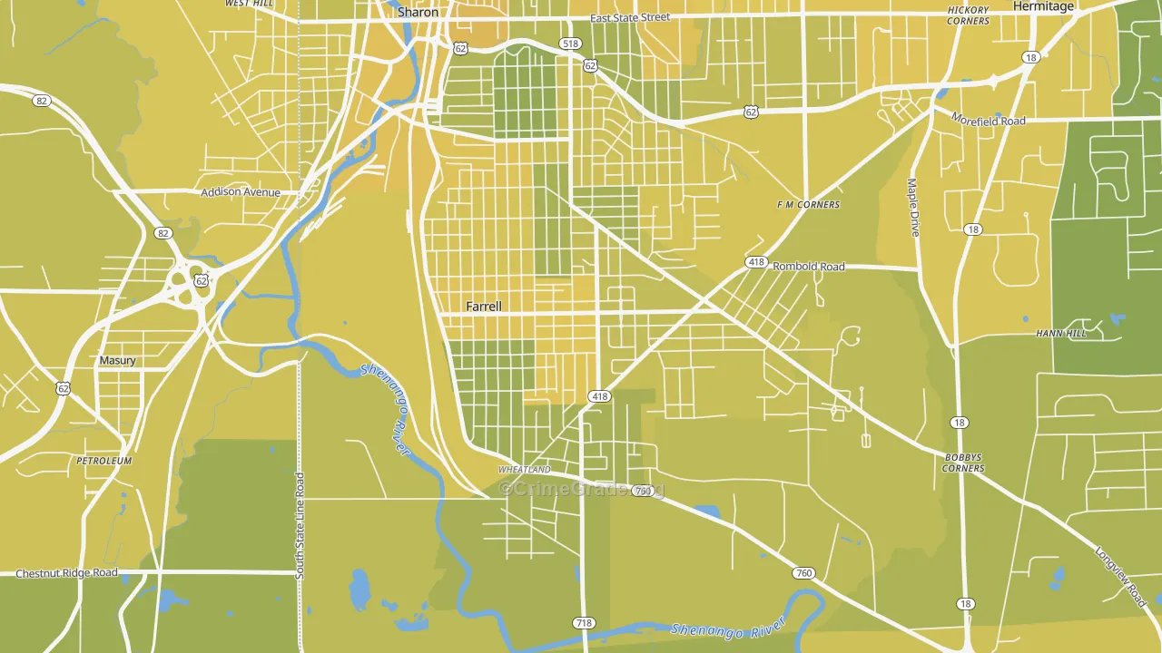 16121, PA Map of Vehicle Theft Rates