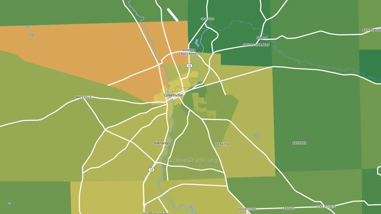 16125, PA Map of Vehicle Theft Rates