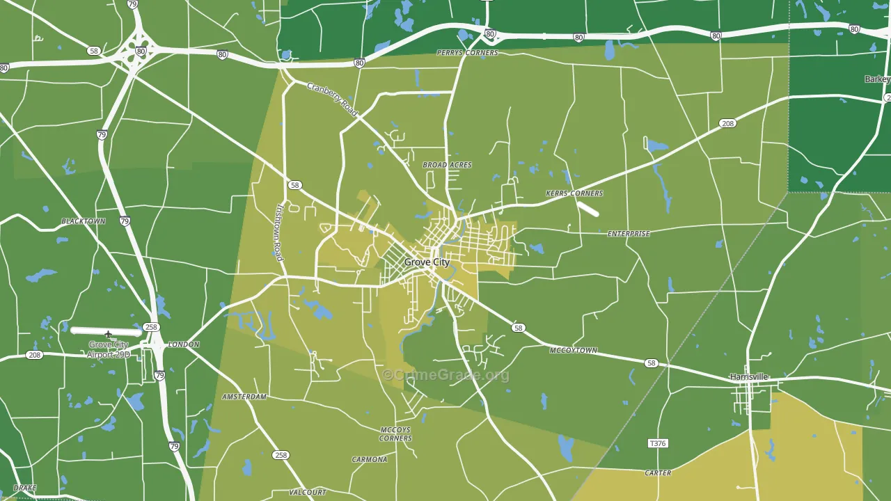 16127, PA Map of Vehicle Theft Rates