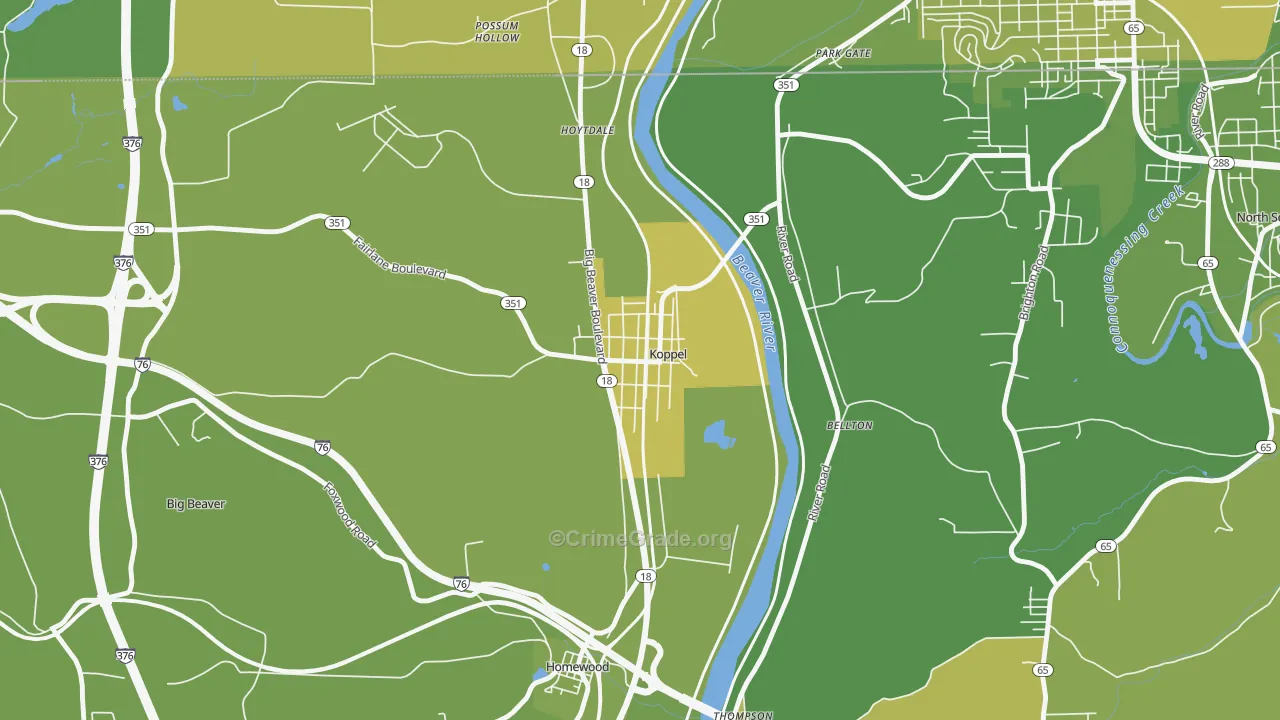 16136, PA Map of Vehicle Theft Rates