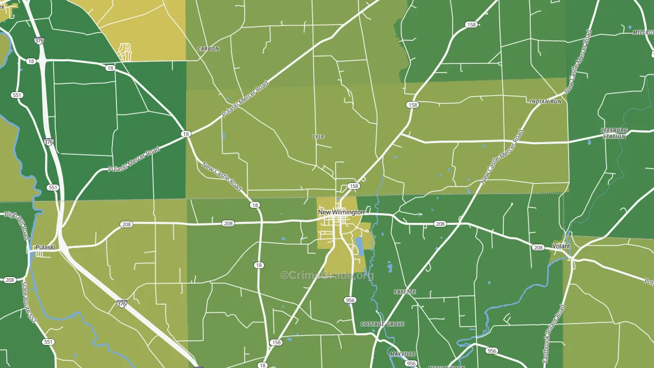 16142, PA Map of Vehicle Theft Rates