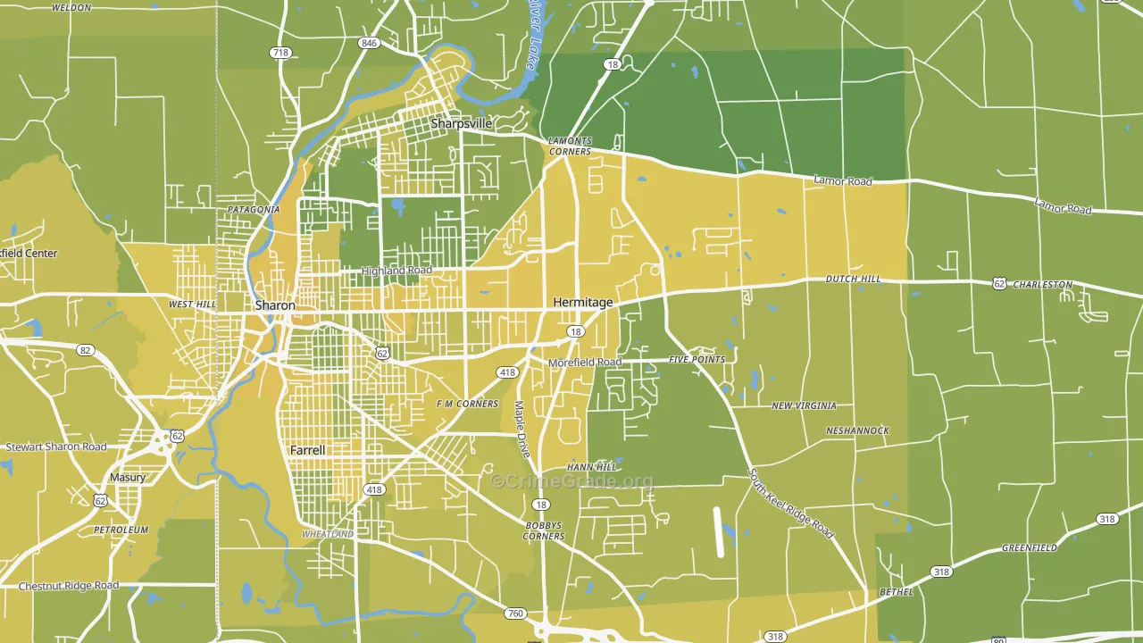 16148, PA Map of Vehicle Theft Rates