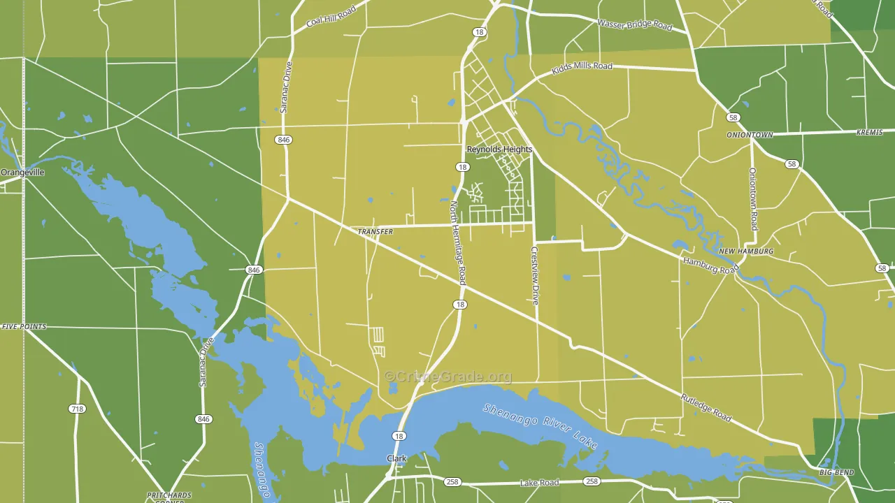 16154, PA Map of Vehicle Theft Rates