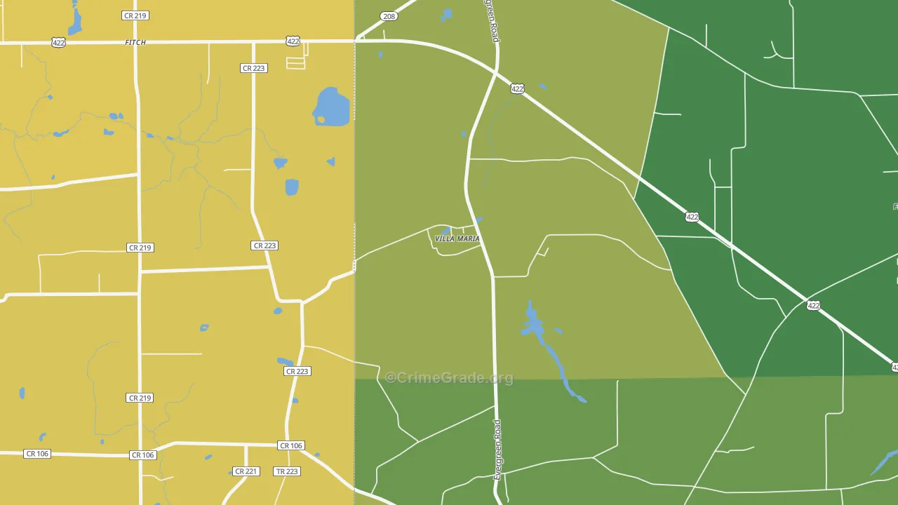 16155, PA Map of Vehicle Theft Rates