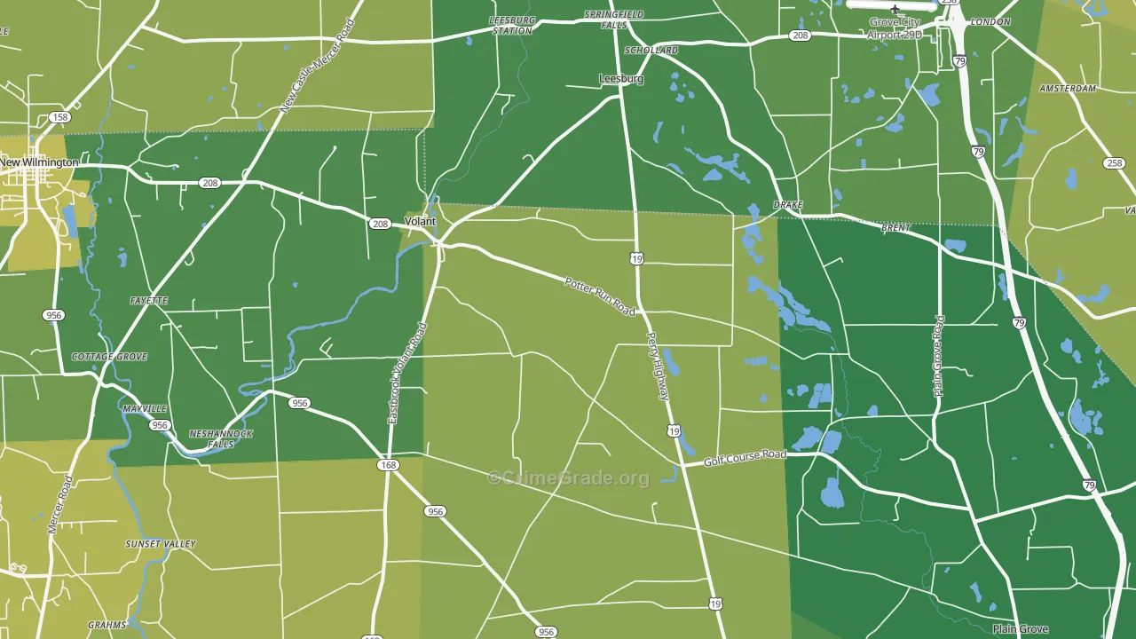 16156, PA Map of Vehicle Theft Rates