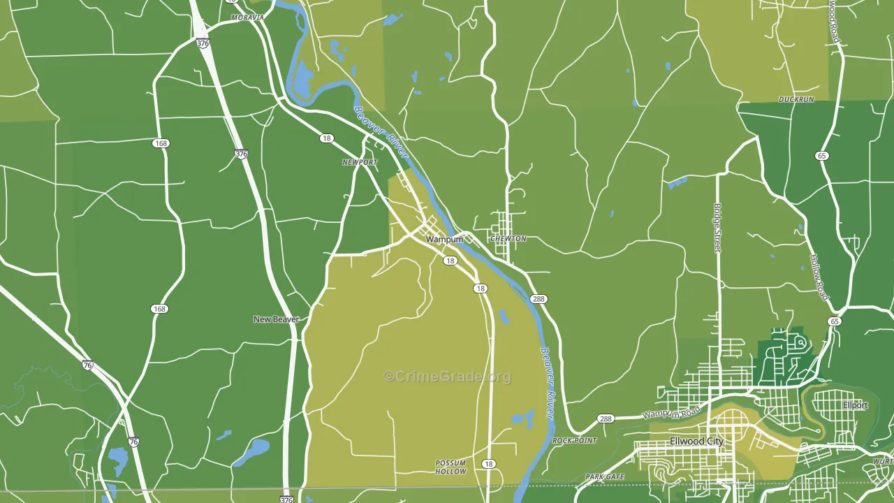 16157, PA Map of Vehicle Theft Rates