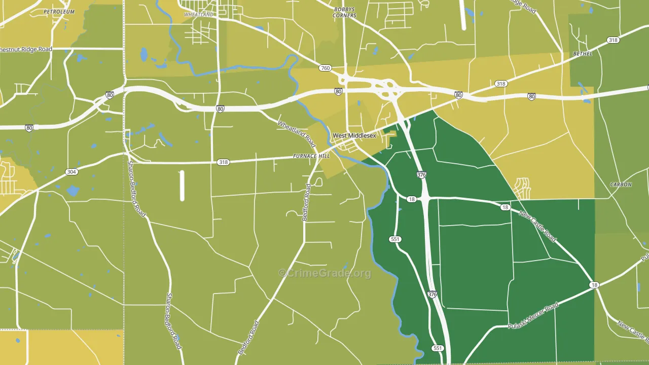 16159, PA Map of Vehicle Theft Rates