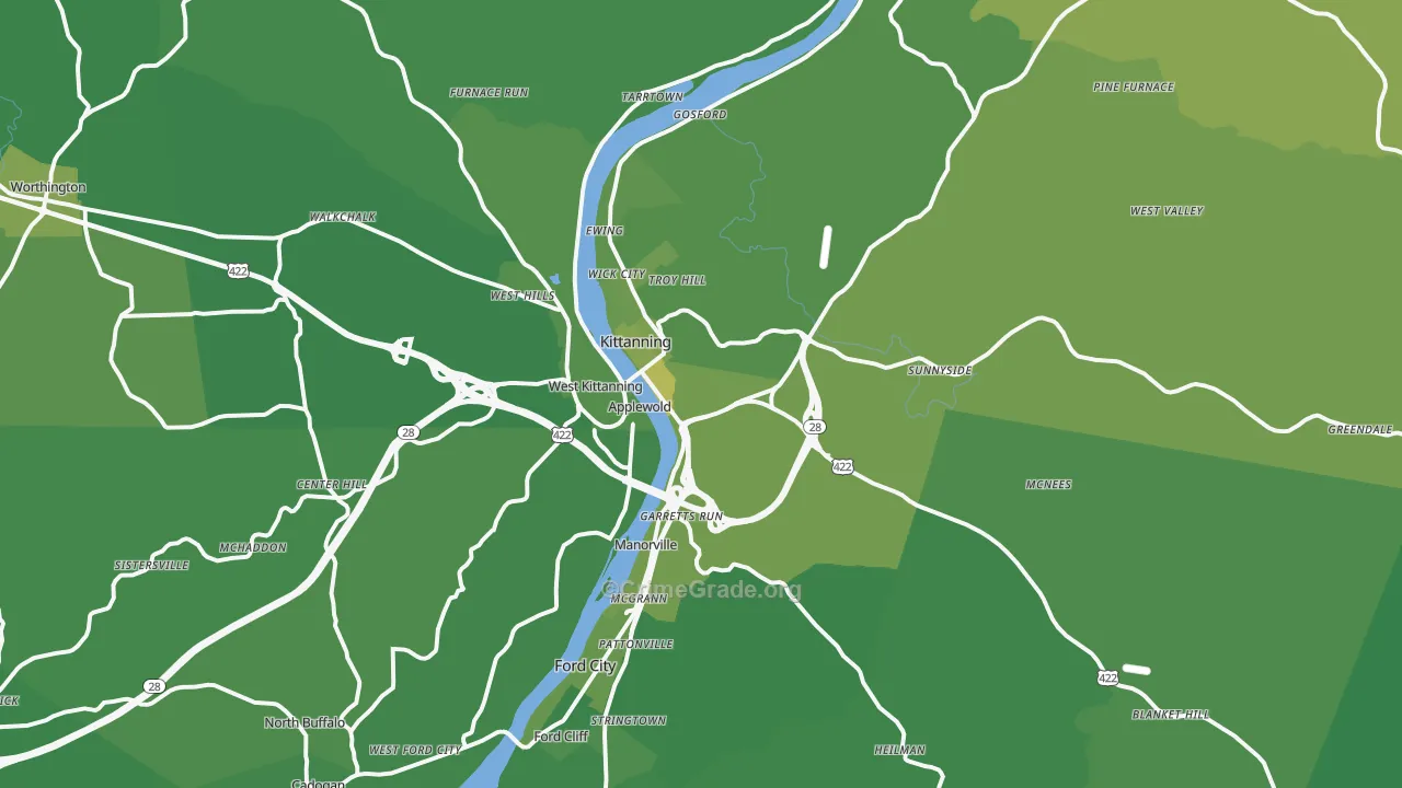 16201, PA Map of Vehicle Theft Rates