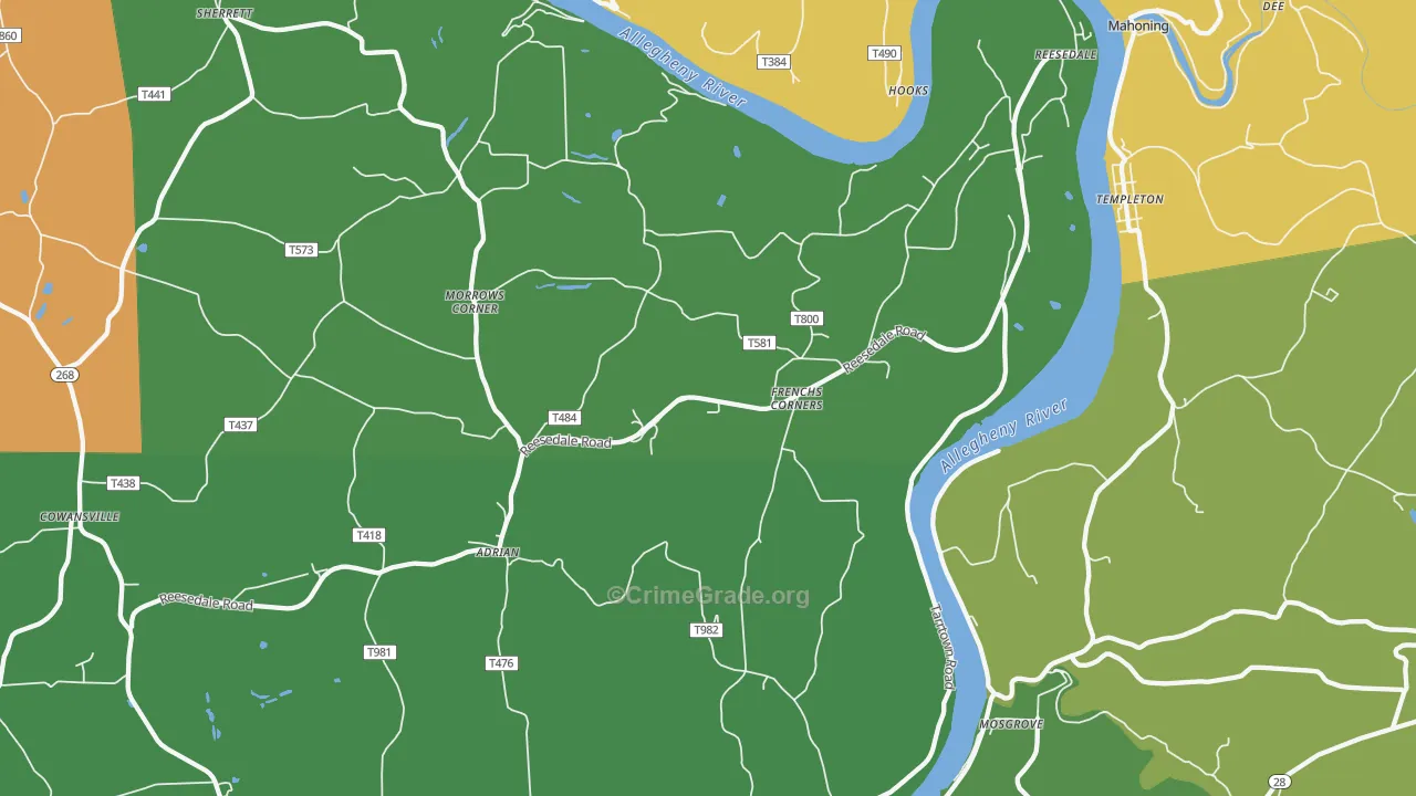 16210, PA Map of Vehicle Theft Rates