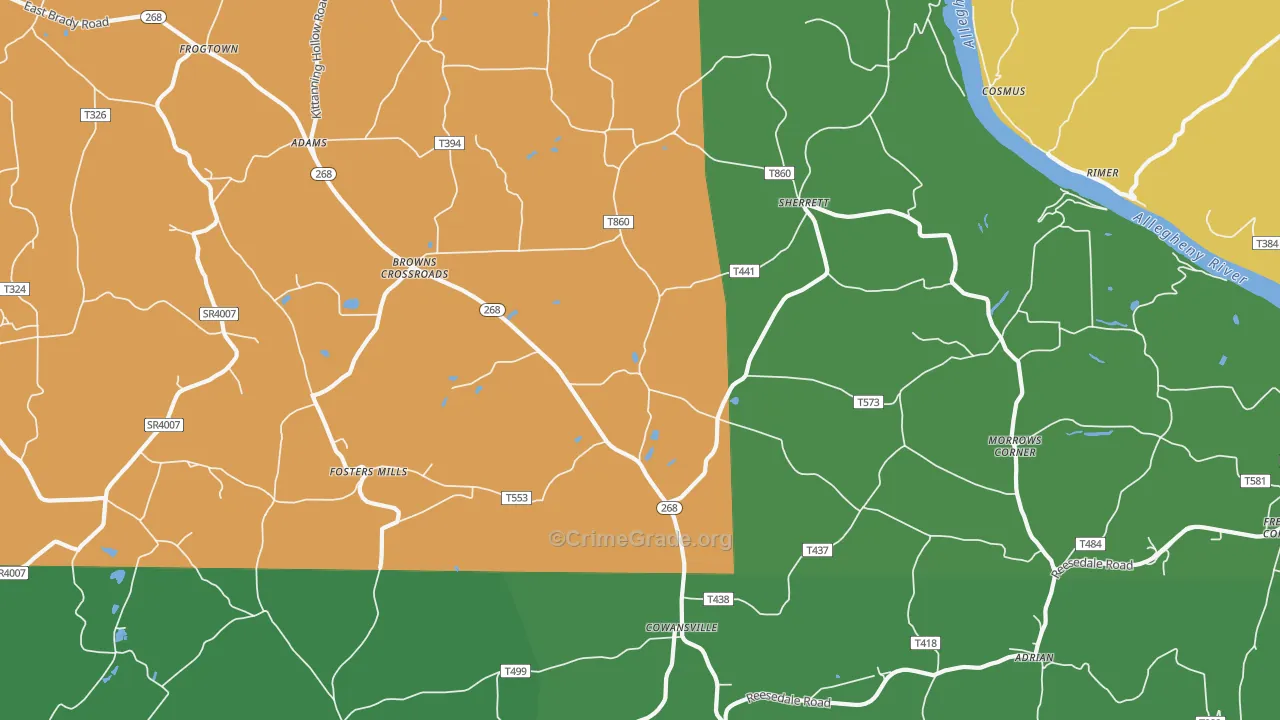16218, PA Map of Vehicle Theft Rates