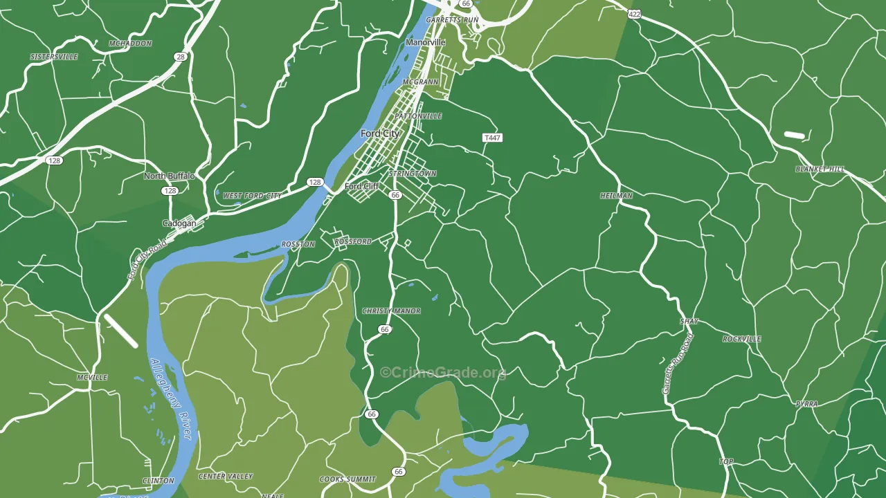 16226, PA Map of Vehicle Theft Rates