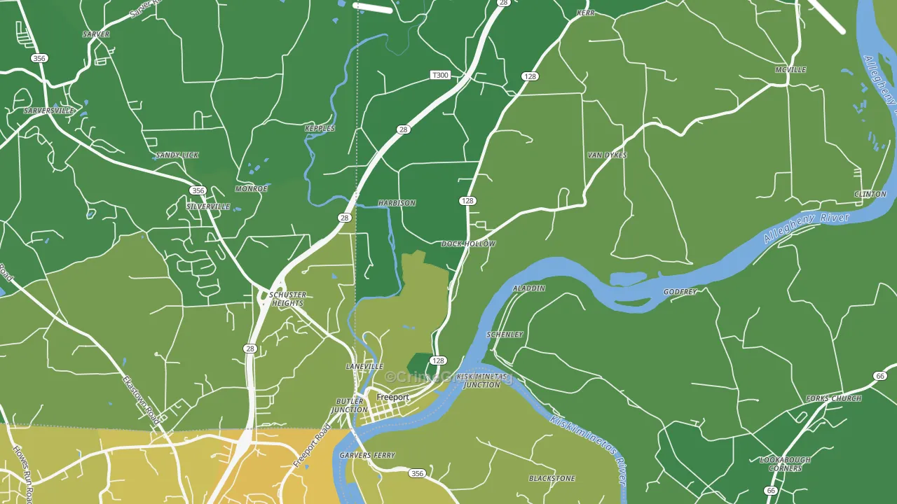 16229, PA Map of Vehicle Theft Rates