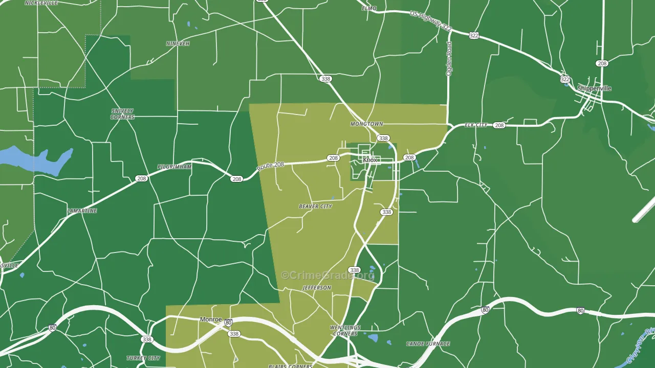 16232, PA Map of Vehicle Theft Rates
