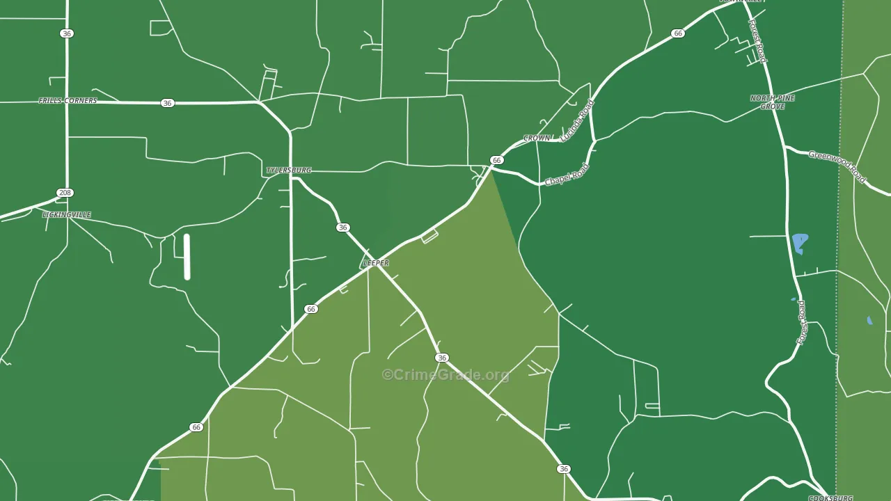 16233, PA Map of Vehicle Theft Rates