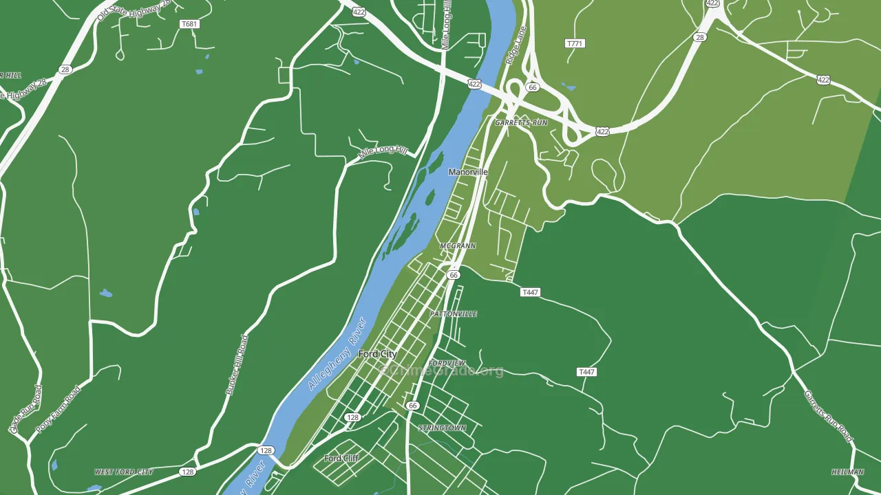16236, PA Map of Vehicle Theft Rates