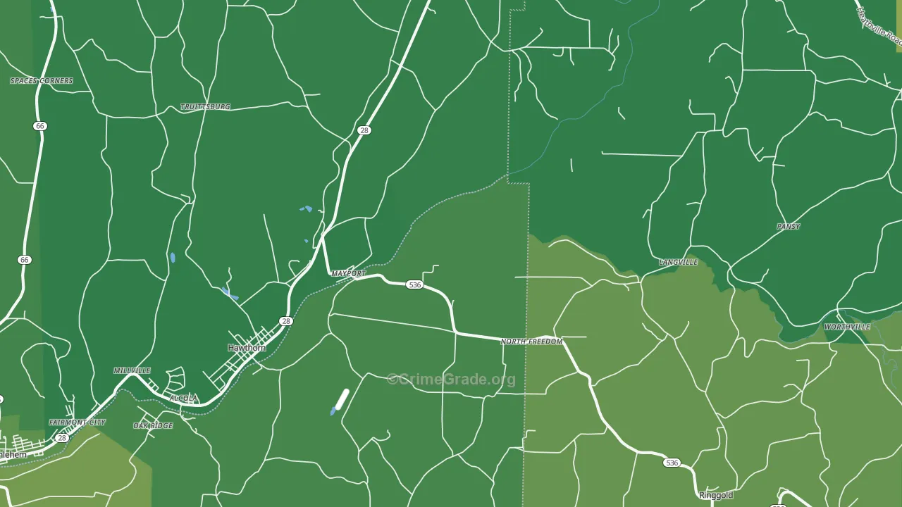 16240, PA Map of Vehicle Theft Rates