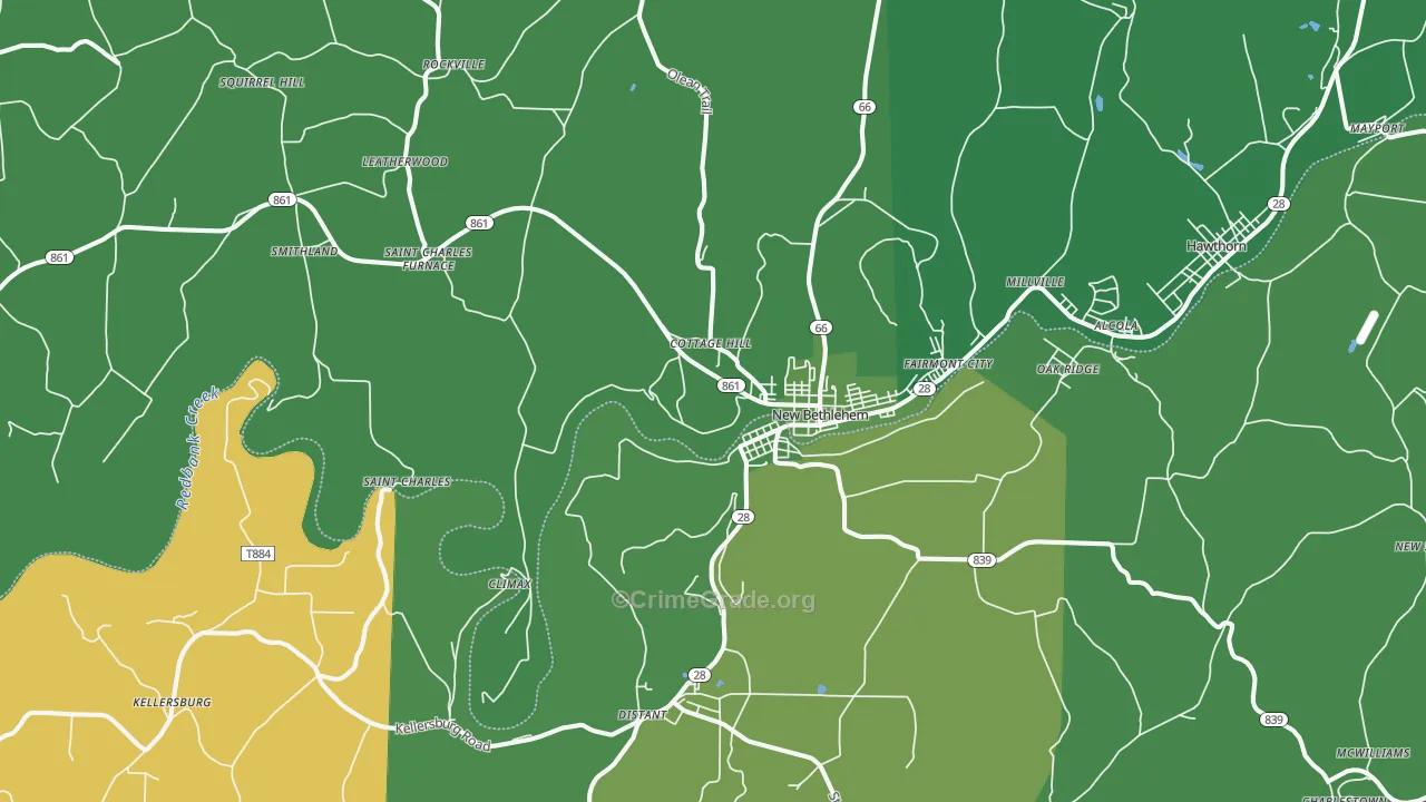 16242, PA Map of Vehicle Theft Rates