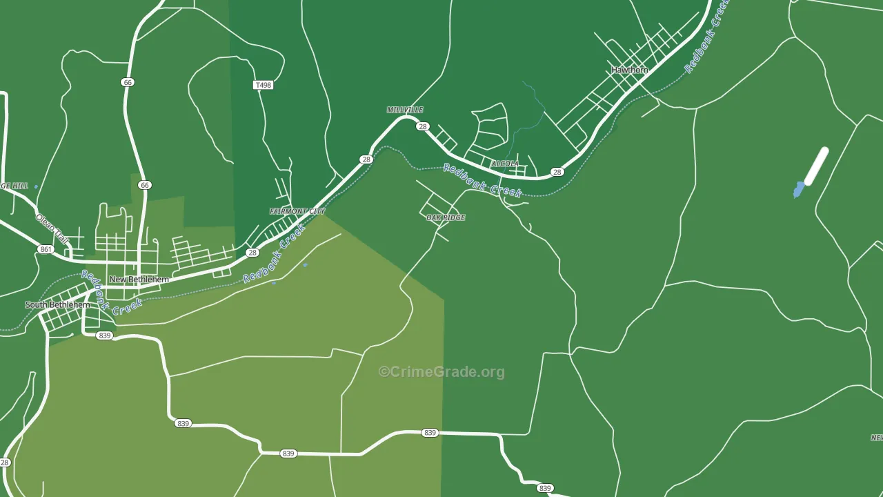 16245, PA Map of Vehicle Theft Rates