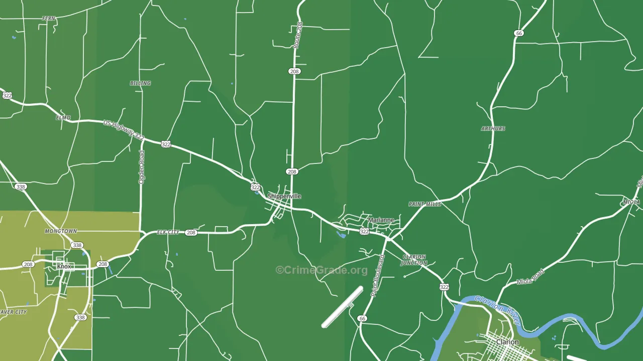 16254, PA Map of Vehicle Theft Rates