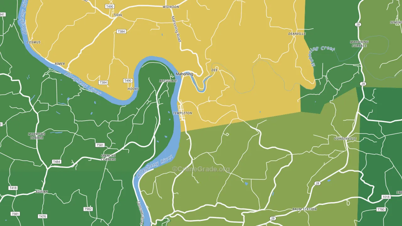 16259, PA Map of Vehicle Theft Rates